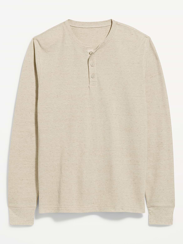 Long-Sleeve Waffle Henley T-Shirt
