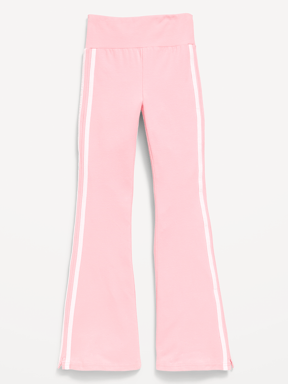 High-Waisted Side Striped Flared Leggings for Girls