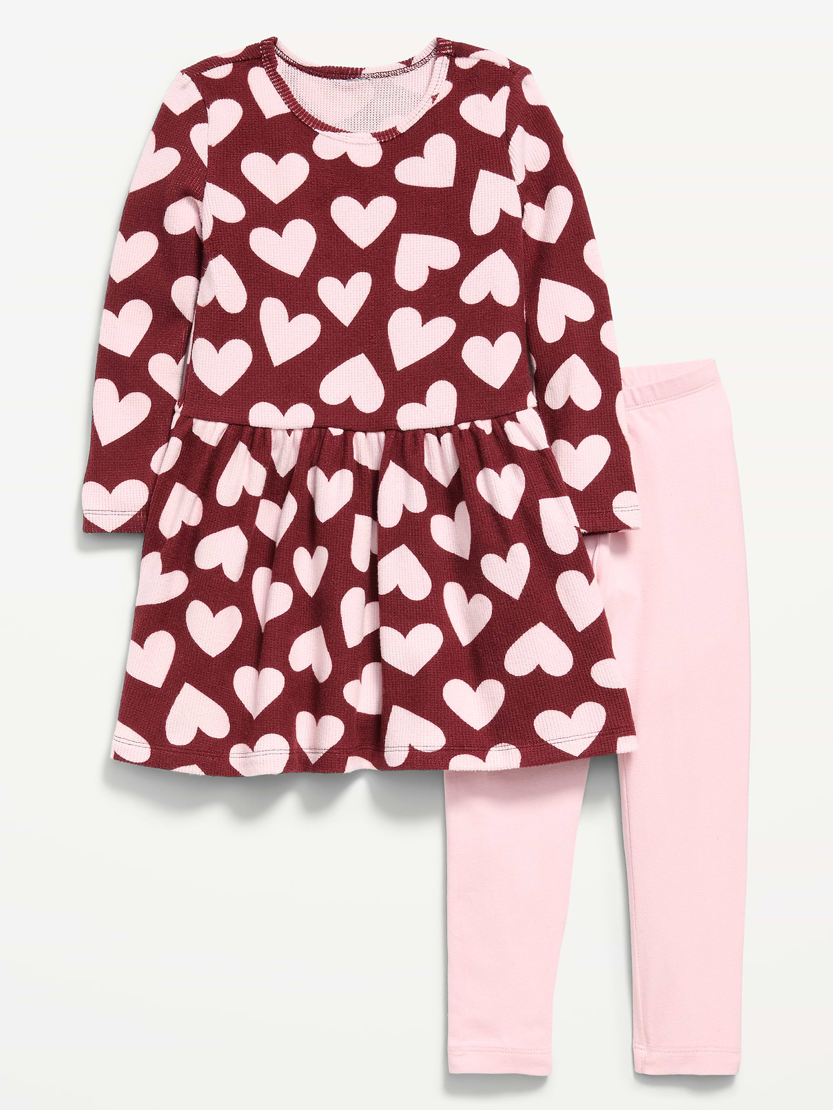 Image number 1 showing, Printed Waffle Knit Dress and Leggings Set for Toddler Girls