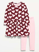 Image number 1 showing, Printed Waffle Knit Dress and Leggings Set for Toddler Girls