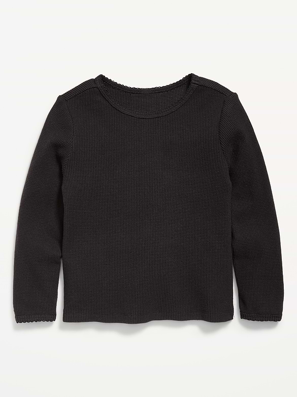 Long-Sleeve Waffle Knit T-Shirt for Toddler Girls