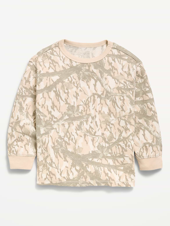 Long-Sleeve Waffle Knit T-Shirt for Toddler Boys