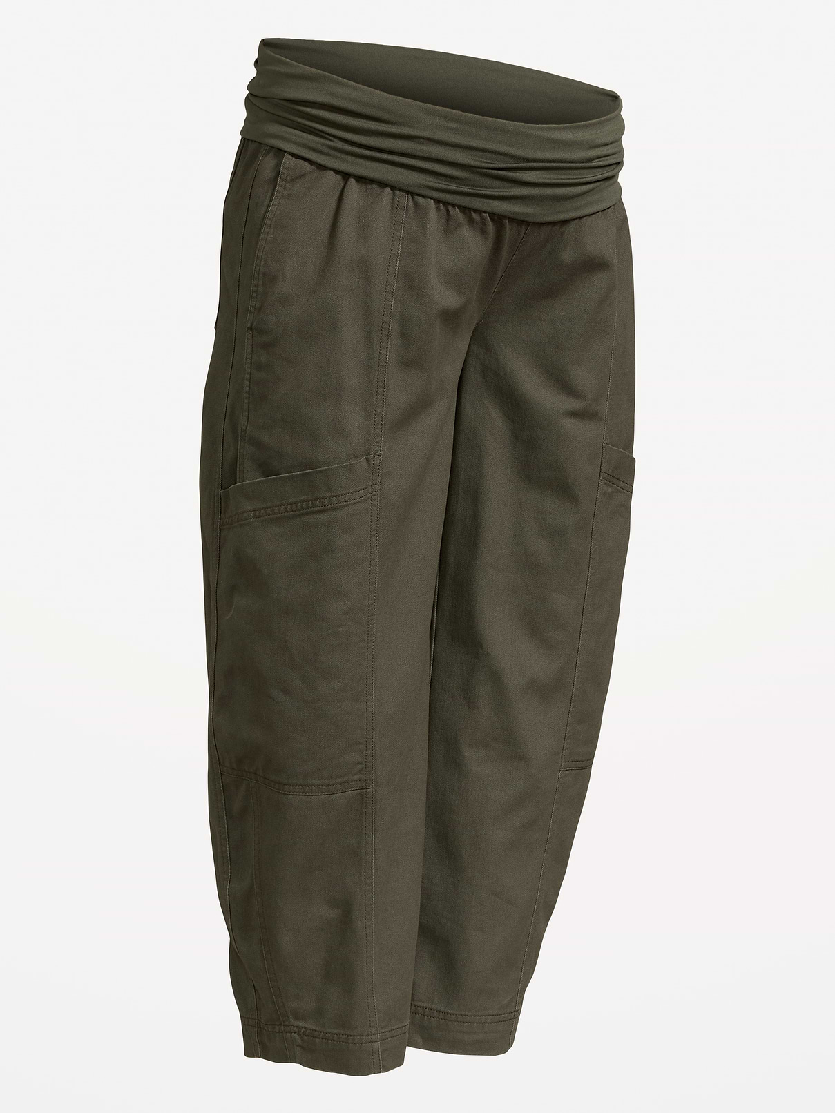 Image number 1 showing, Maternity Rollover-Waist Barrel-Leg Ankle Pants