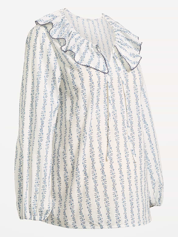 Maternity Ruffle-Collar Popover Top