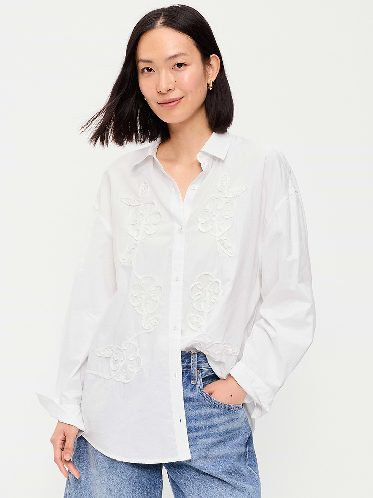 Image number 1 showing, Oversized Button-Down Boyfriend Shirt
