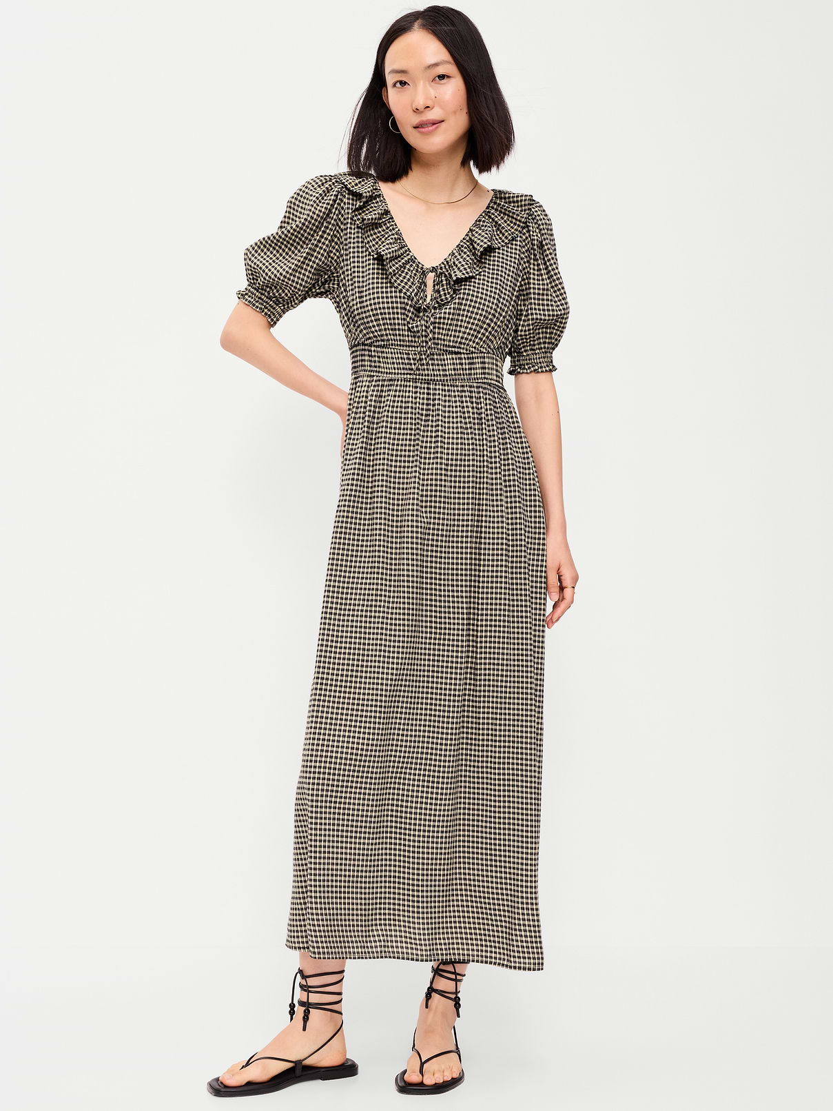 Ruffle-Trim Boho Maxi Dress