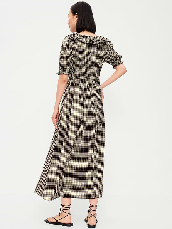 Ruffle-Trim Boho Maxi Dress