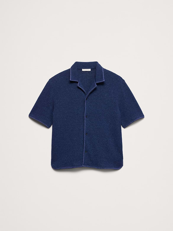 Marled Resort Shirt With Blanket Stitch