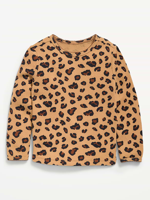 Long-Sleeve Waffle Knit T-Shirt for Toddler Girls