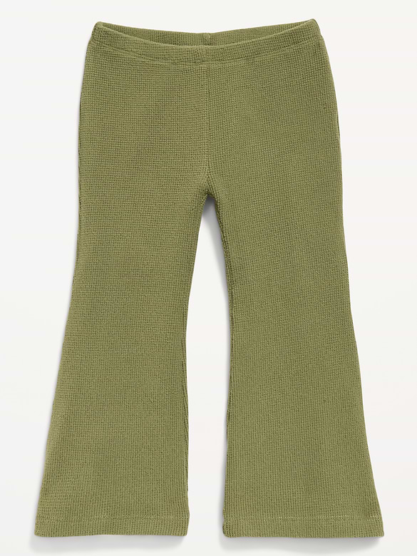 Waffle Knit Flared Leggings for Toddler Girls
