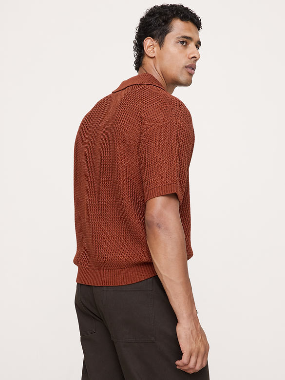 Polo en coton à point zigzag