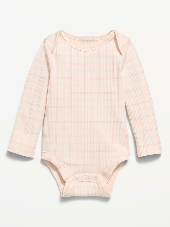 Cache-couche côtelé à manches longues et à motif pour bébé