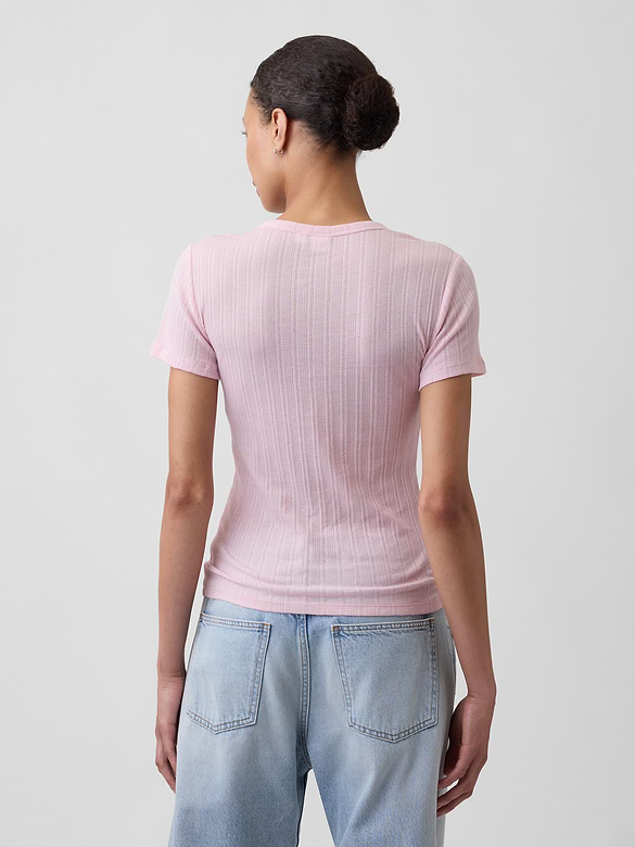 Essential Ribbed Pointelle Crewneck T-Shirt