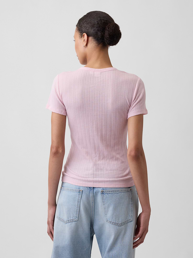 Image number 2 showing, Essential Ribbed Pointelle Crewneck T-Shirt