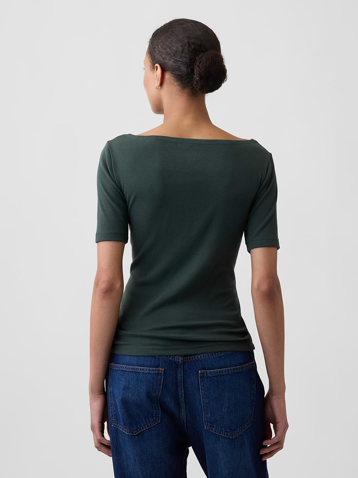 Image number 2 showing, Modern Ribbed Boatneck Top