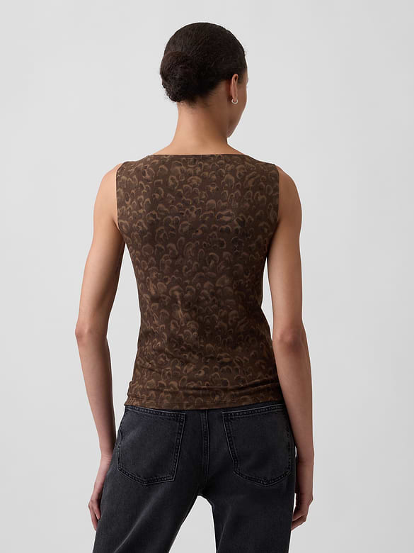 Sleeveless Boatneck Tank Top