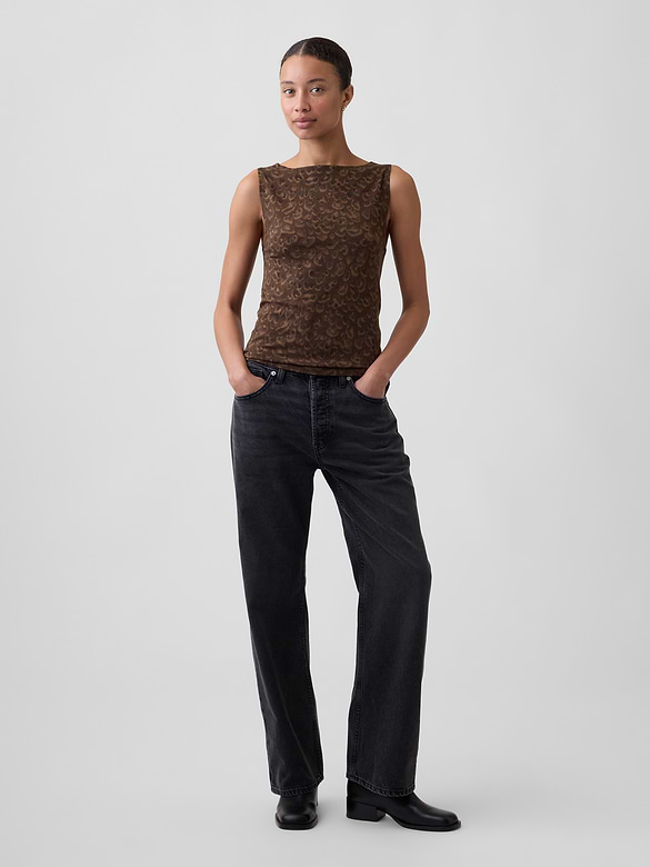 Sleeveless Boatneck Tank Top