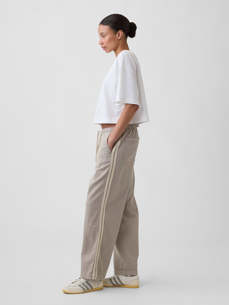 Image number 3 showing, High Rise Pull-On Track-Stripe Wide-Leg Jeans