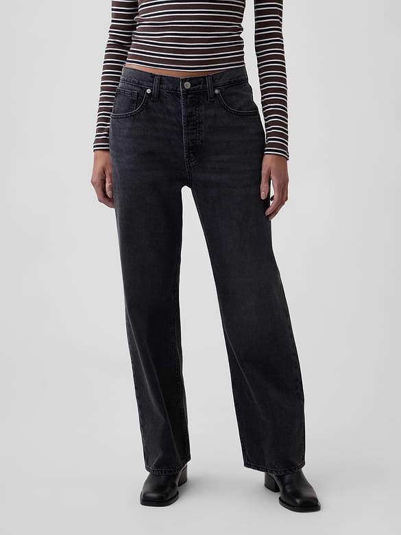 Low Slung Relaxed Straight Jeans