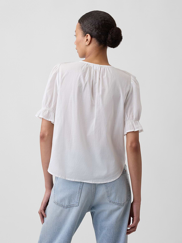 Relaxed V-Neck Ruffle Top