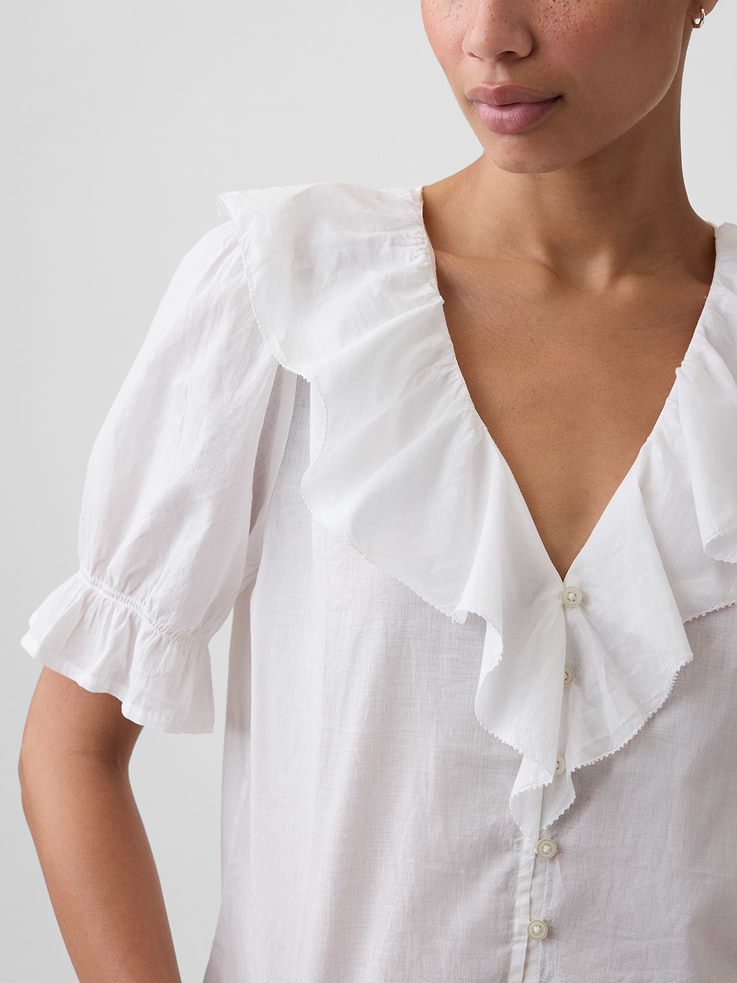 Image number 4 showing, Relaxed V-Neck Ruffle Top