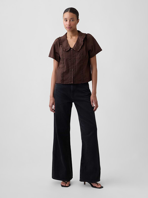Relaxed Lace-Trim Top