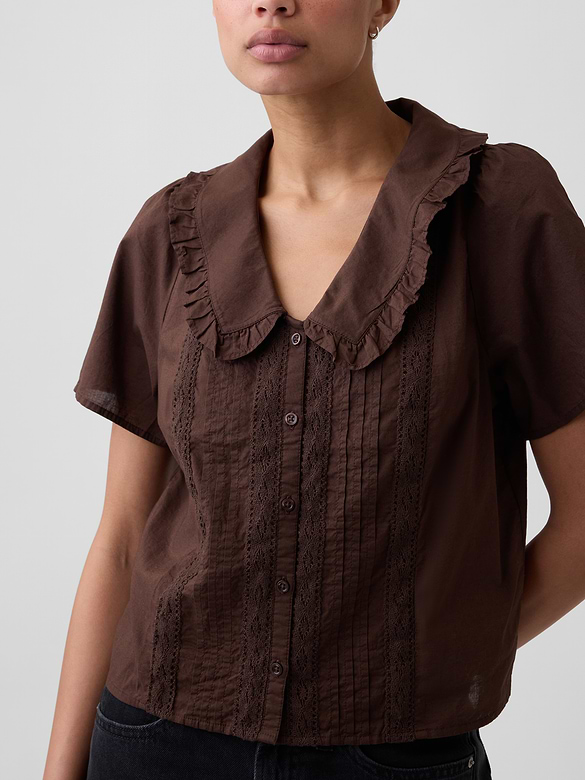 Relaxed Lace-Trim Top