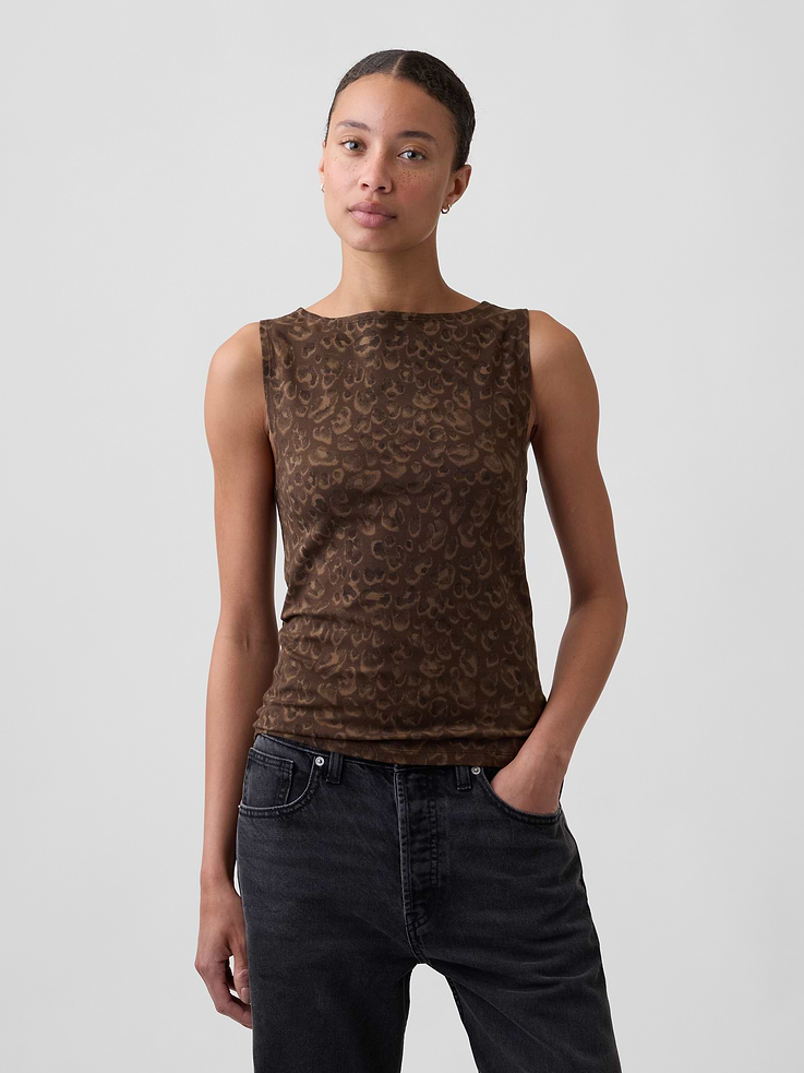 Image 1 of 5, Stretch jersey knit., Sleeveless., Boatneck., Select styles have allover print., Product #1178020