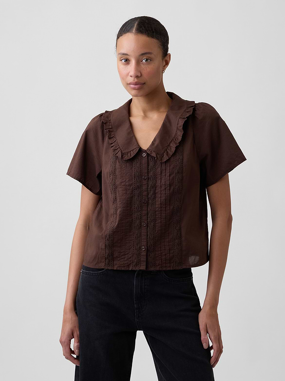 Relaxed Lace-Trim Top