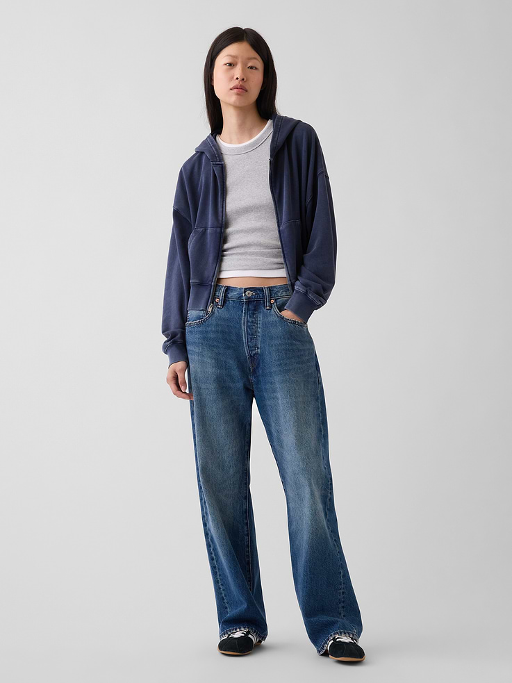 Image number 2 showing, VintageSoft Terry Oversized Wedge Zip Hoodie