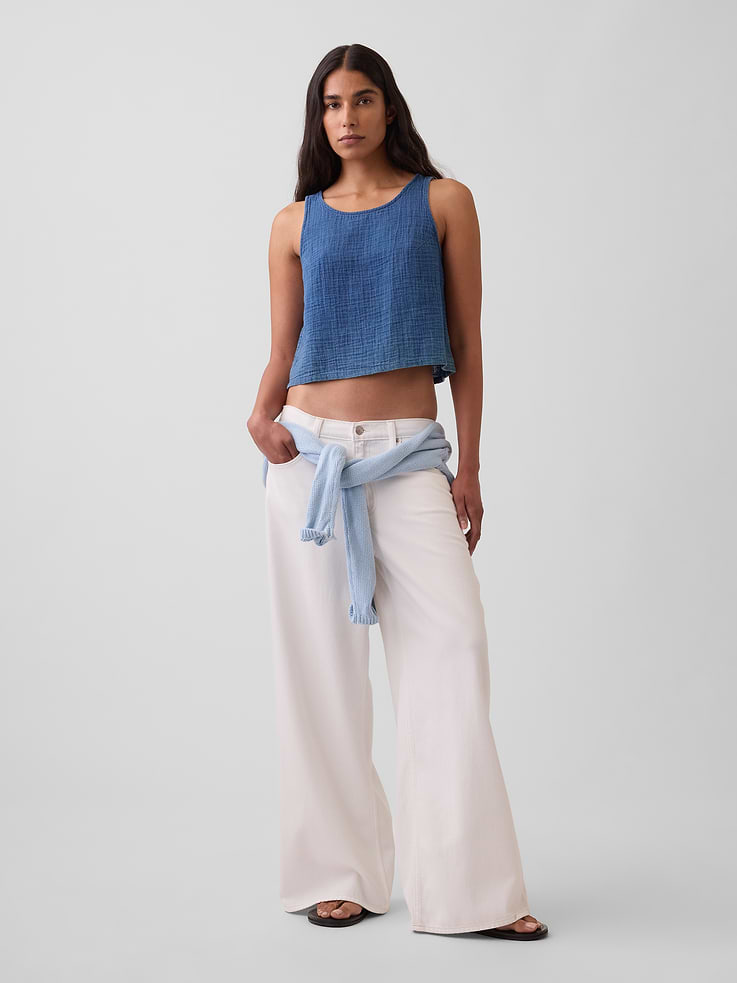 Image number 2 showing, Cotton Gauze Denim Shell Tank Top