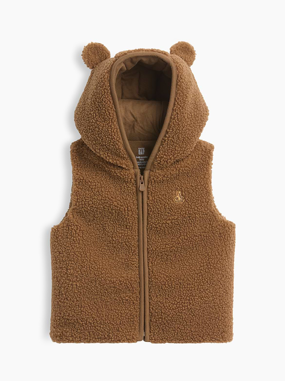 Baby Sherpa Hooded Bear Zip Vest