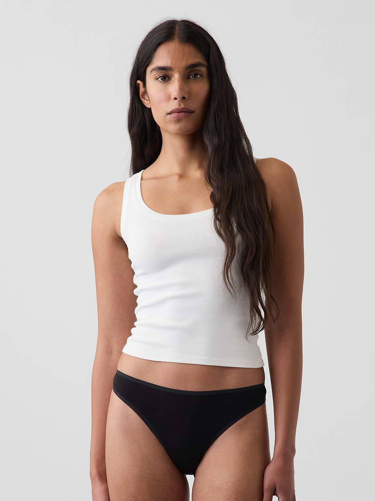 L'image numéro 1 présente Tanga en coton biologique extensible PureDouceur