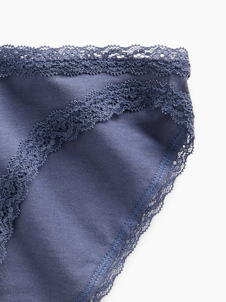 Image number 4 showing, SoftMade Organic Stretch Cotton Lace-Trim Bikini
