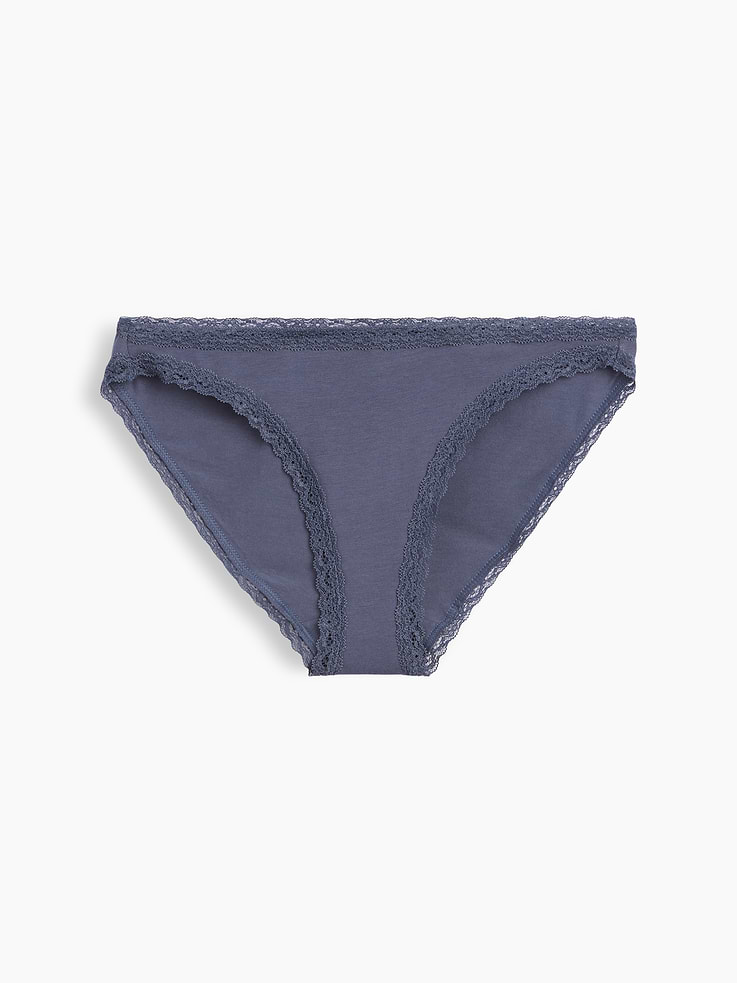 Image number 5 showing, SoftMade Organic Stretch Cotton Lace-Trim Bikini