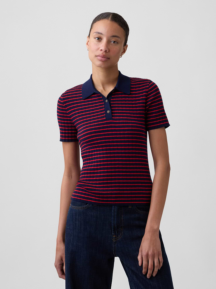 Image number 1 showing, Ribbed Sweater Polo Shirt