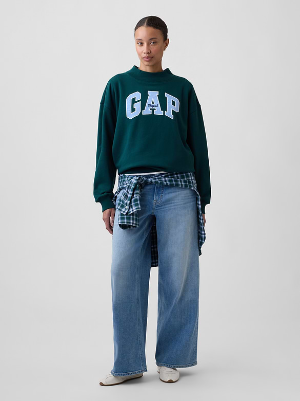 Oversized Gap Logo Mockneck Tunic Sweatshirt