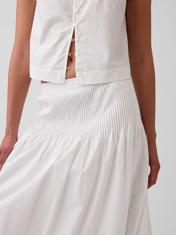 Poplin Pintuck Maxi Skirt