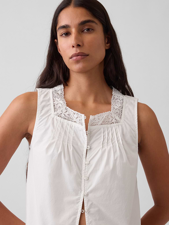 Poplin Pintuck Shell Top