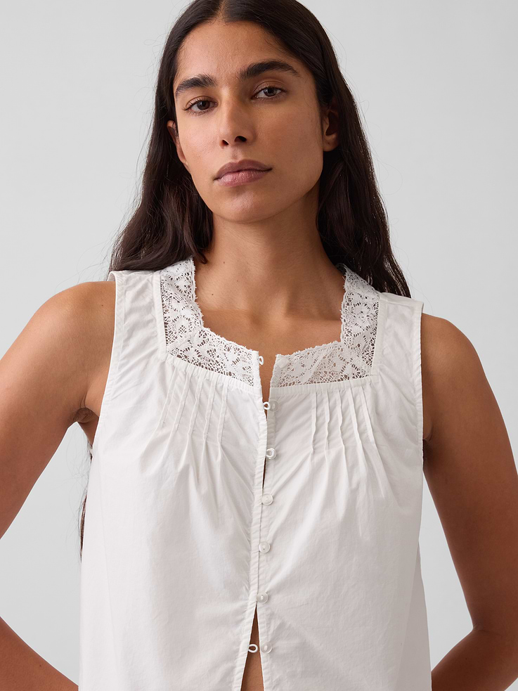 Image number 5 showing, Poplin Pintuck Shell Top