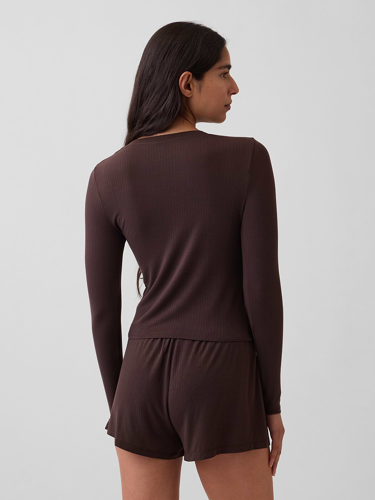 L'image numéro 3 présente Cardigan de pyjama en modal côtelé PureDouceur
