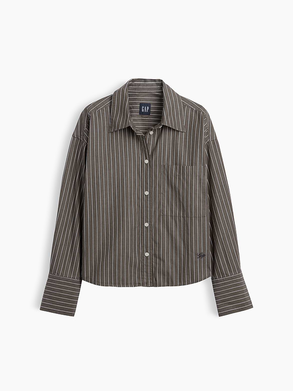 Organic Cotton Poplin Oversized Crop Shirt