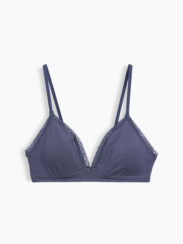 SoftMade Organic Stretch Cotton Lace-Trim Triangle Bralette