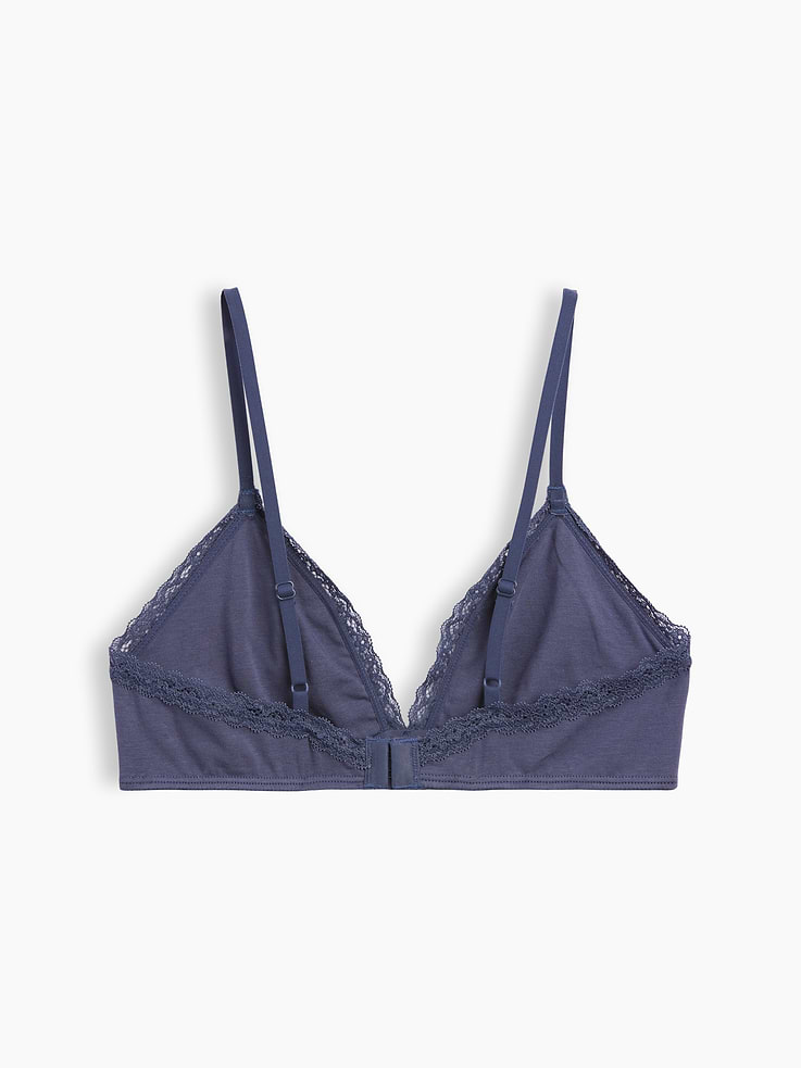 L'image numéro 7 présente Soutien-gorge léger à bonnets triangulaires en coton biologique extensible PureDouceur à bordure en dentelle