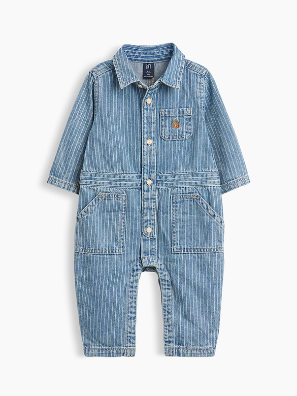 Baby Denim Stripe Utility One-Piece