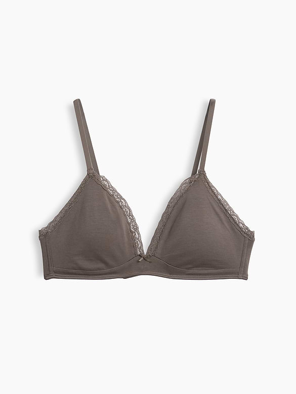 SoftMade Organic Stretch Cotton Lace-Trim Triangle Bralette