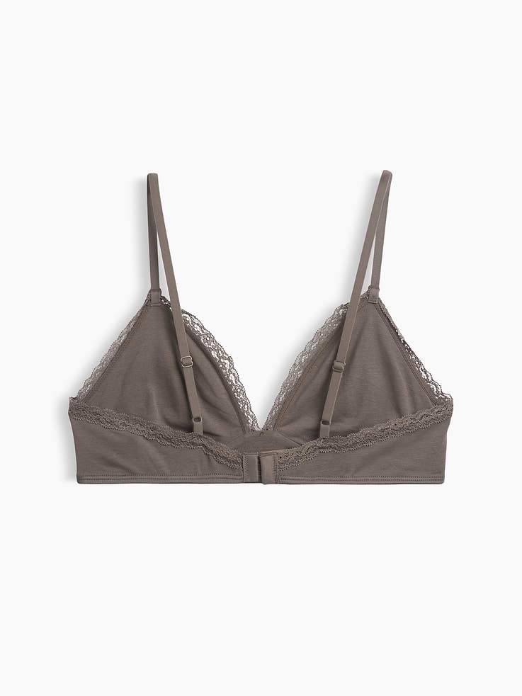 L'image numéro 7 présente Soutien-gorge léger à bonnets triangulaires en coton biologique extensible PureDouceur à bordure en dentelle