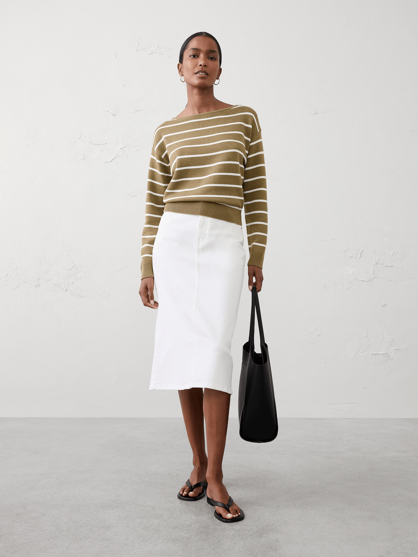 Image number 1 showing, Cotton Striped Boat-Neck Sweater