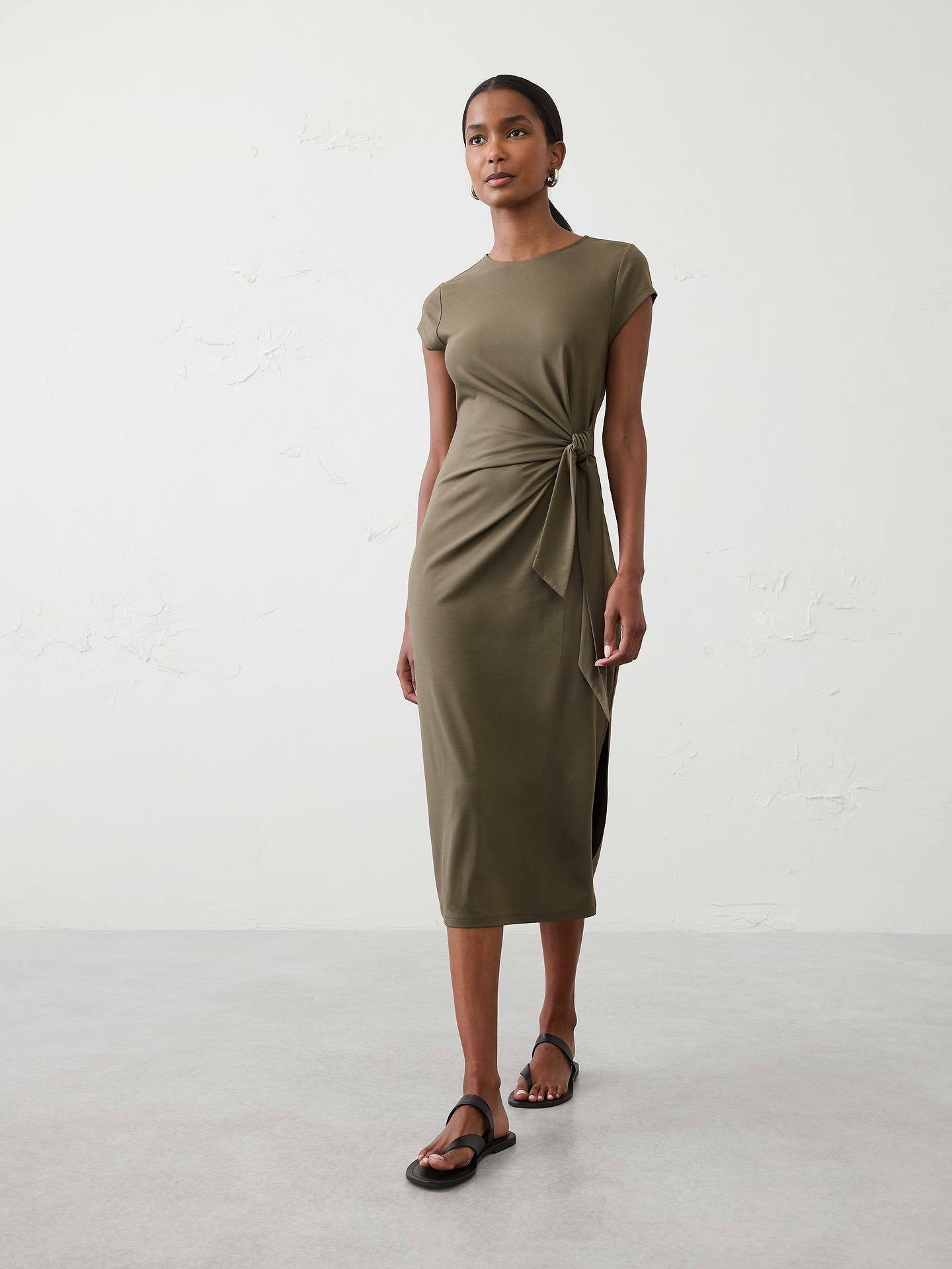 Image number 1 showing, Side-Tie Knit Midi Dress
