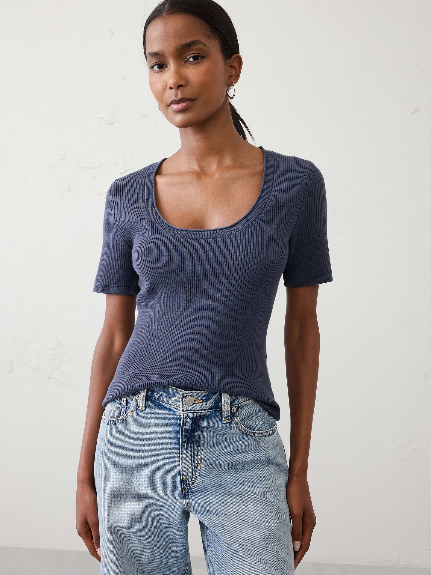 Image number 1 showing, Ribbed Scoop-Neck Sweater
